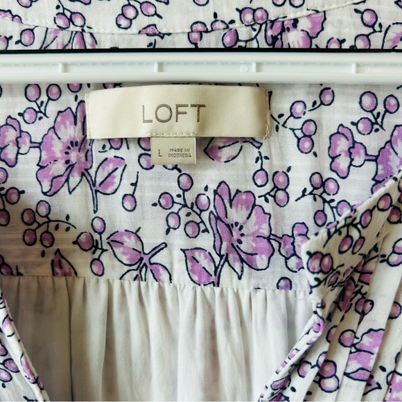 Loft Sleeveless Blouse Womens L Lavender Floral Soft Casual Summer Relaxed Top - Picture 3 of 10